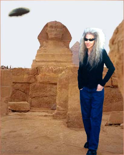 Pookah stands before the sphinx in a recent photo opportunity, happy customers lining up in the background for the ride of a lifetime
