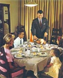 A happy family of the sixties enjoying Thanksgiving