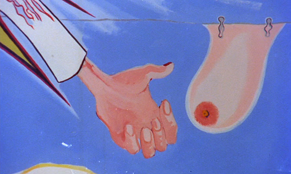 A Clockwork Orange - Painting of  breasts hanging from line