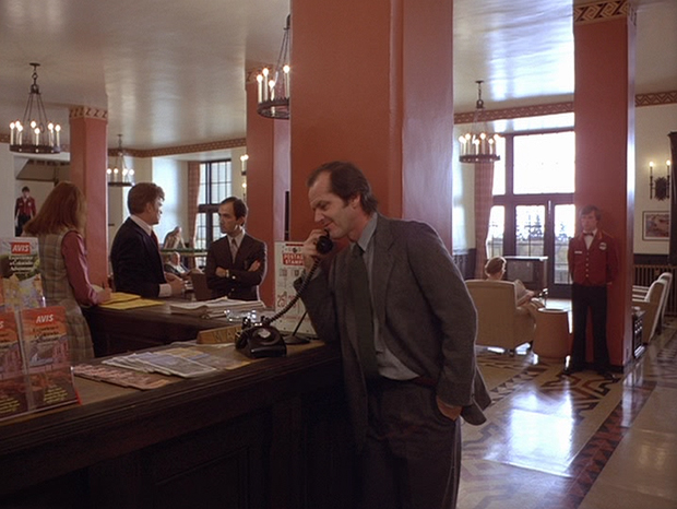 The Shining - Jack on the phone in The Overlook lobby