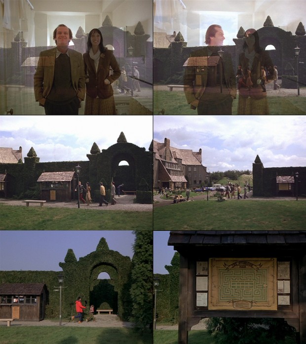 The Shining - Jack and Wendy loom over the maze on Closing Day