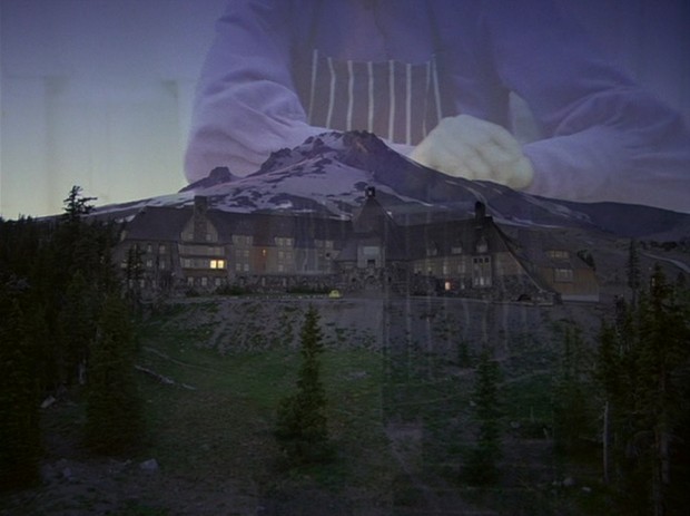 The Shining - Overlay of Wendy against the mountain