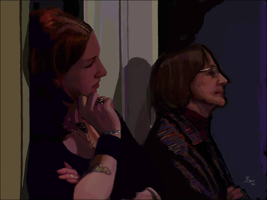 Heather Luttrell and Virginia Carllile at the Carllile Women Concert (digital painting)